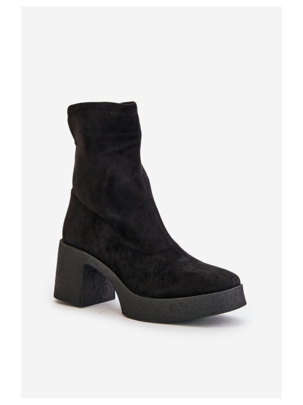 Women's Platform Ankle Boots With Chunky Heel S.Barski HY42-739 Beige