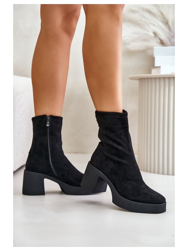 Women's Platform Ankle Boots With Chunky Heel S.Barski HY42-739 Beige