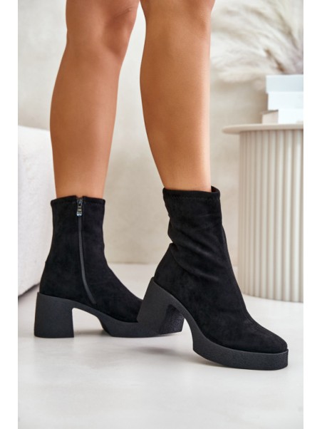 Women's Platform Ankle Boots With Chunky Heel S.Barski HY42-739 Beige