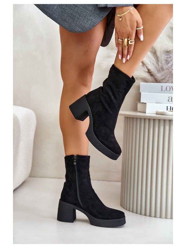 Women's Platform Ankle Boots With Chunky Heel S.Barski HY42-739 Beige