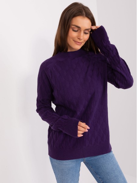 Sweter-AT-SW-2326.37X-ciemny fioletowy