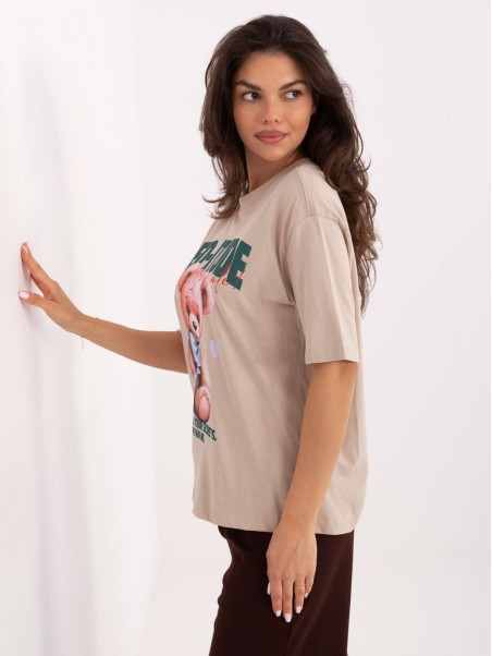 T-shirt-D12083AI02799A-beżowy