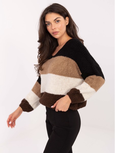 Sweter-MI-SW-0409.85-czarno-brązowy