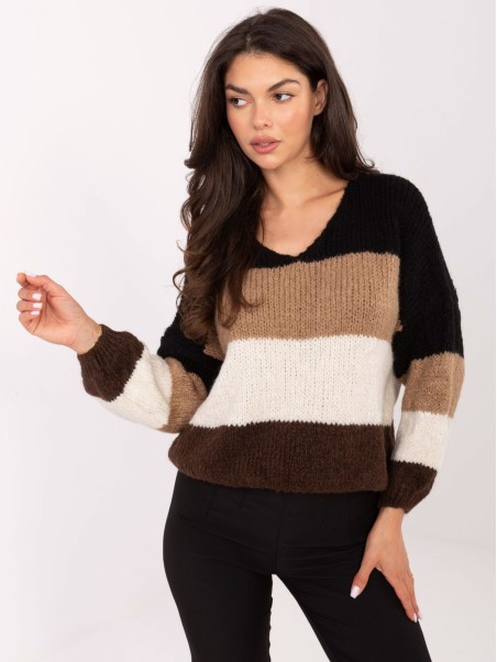 Sweter-MI-SW-0409.85-czarno-brązowy