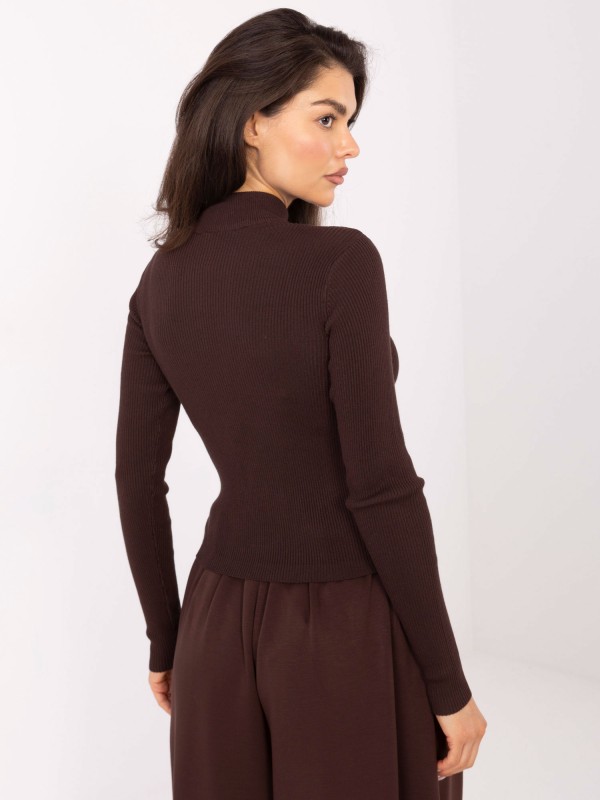 Sweter-D93050Z90814A-ciemny brązowy