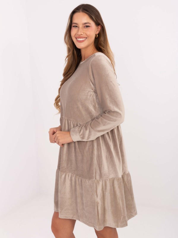 Sukienka-D10040Z30289-ciemny bezowy