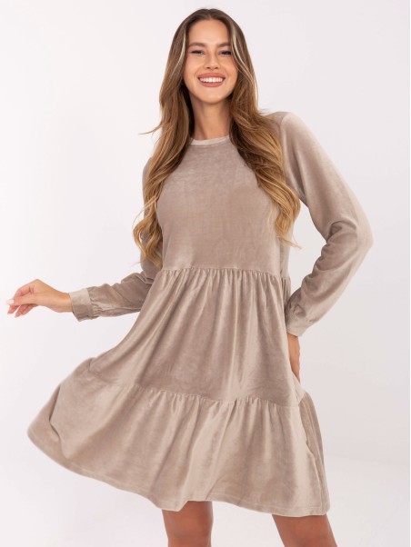 Sukienka-D10040Z30289-ciemny bezowy