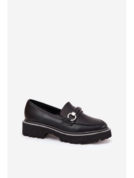 Ladies moccasins decorated with rhinestones black Patina