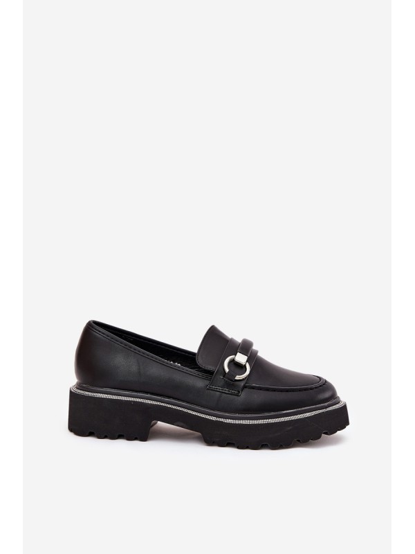 Ladies moccasins decorated with rhinestones black Patina