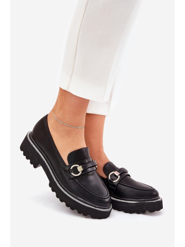 Ladies moccasins decorated with rhinestones black Patina