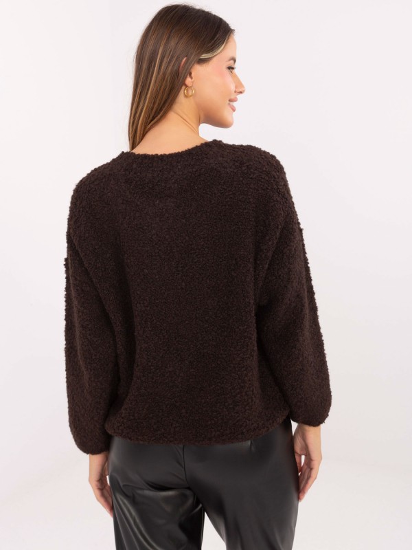 Sweter-MI-SW-3WB219.21-ciemny brązowy