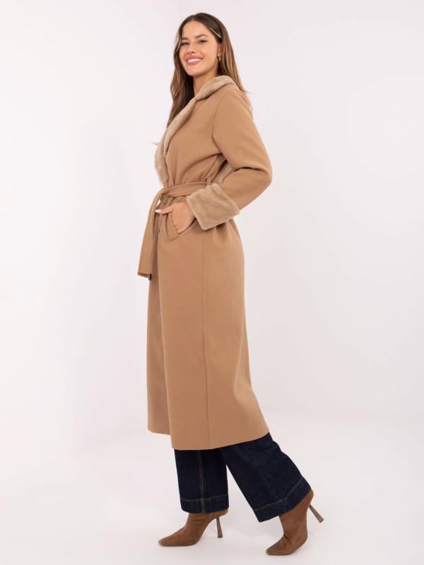 Płaszcz-IT-PL-4602.01P-camelowy Płaszcz-IT-PL-4602.01P-camelowy