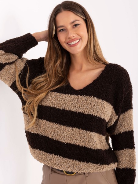 Sweter-MI-SW-WK3031.22-ciemny brązowy