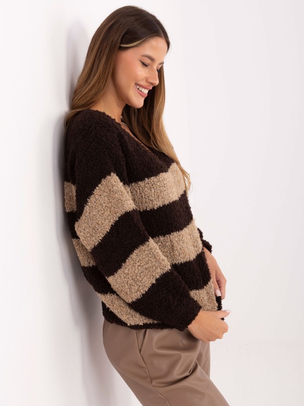 Sweter-MI-SW-WK3031.22-ciemny brązowy Sweter-MI-SW-WK3031.22-ciemny brązowy
