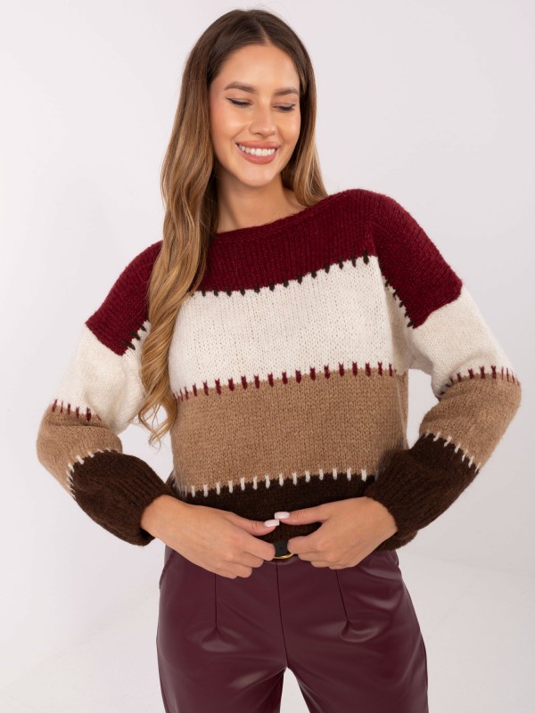 Sweter-MI-SW-2309.95-bordowy Sweter-MI-SW-2309.95-bordowy