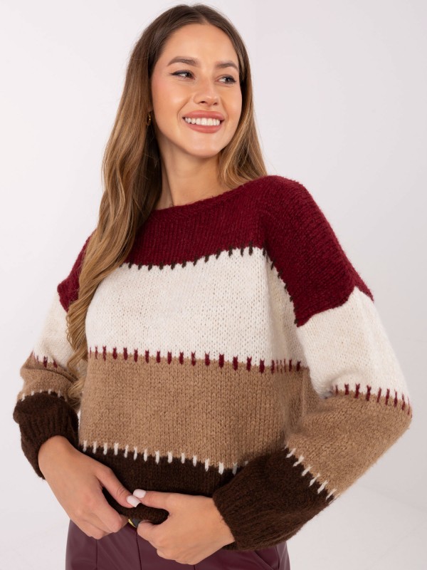 Sweter-MI-SW-2309.95-bordowy Sweter-MI-SW-2309.95-bordowy