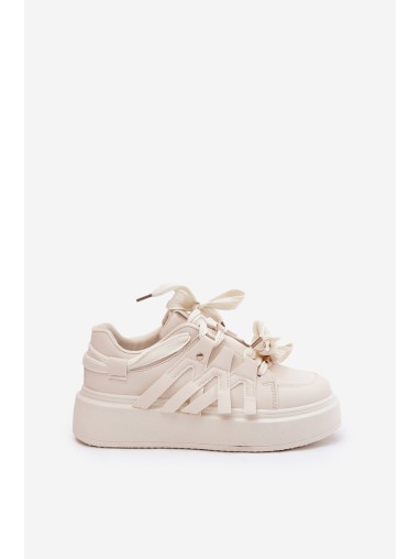 Eco Leather Sneakers On Platform Beige Penolle Eco Leather Sneakers On Platform Beige Penolle