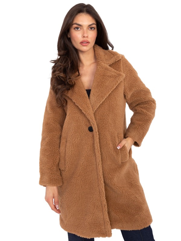 Płaszcz-IT-PL-88121.01P-camelowy Płaszcz-IT-PL-88121.01P-camelowy