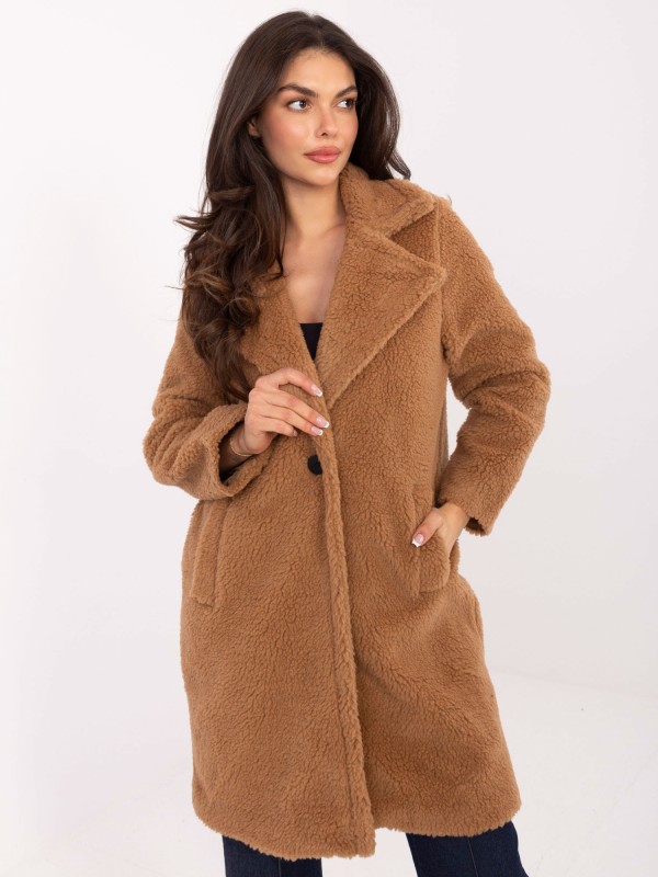 Płaszcz-IT-PL-88121.01P-camelowy Płaszcz-IT-PL-88121.01P-camelowy