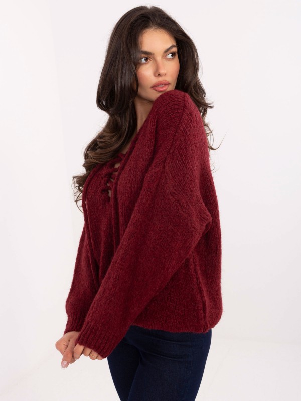Sweter-MI-SW-0919.18-bordowy