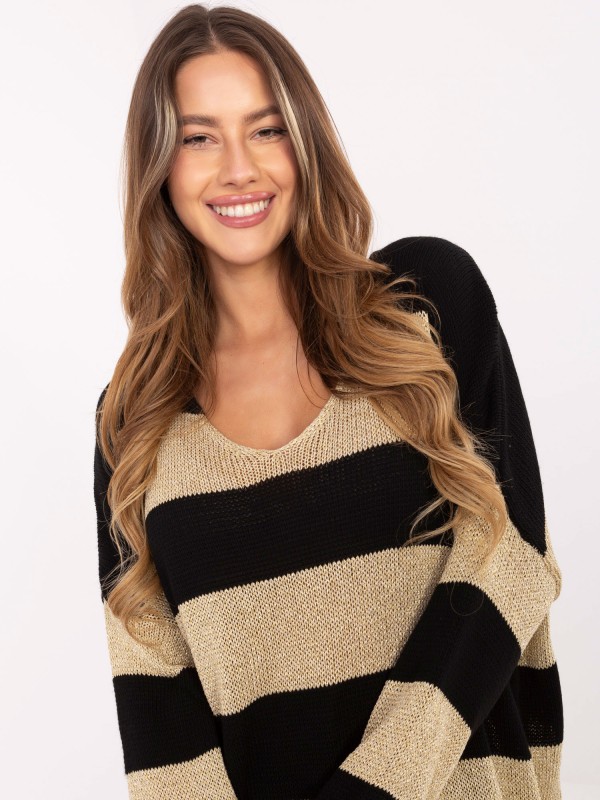 Sweter-MI-SW-2909.55-czarno-złoty Sweter-MI-SW-2909.55-czarno-złoty