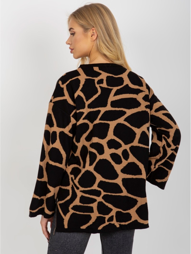 Megztinis-RV-SW-14276.09X-juodas-smėlio spalvos Megztinis-RV-SW-14276.09X-juodas-smėlio spalvos