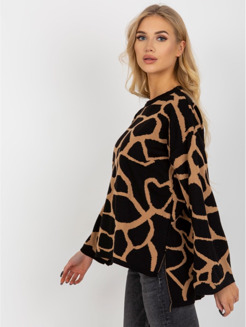 Megztinis-RV-SW-14276.09X-juodas-smėlio spalvos Megztinis-RV-SW-14276.09X-juodas-smėlio spalvos