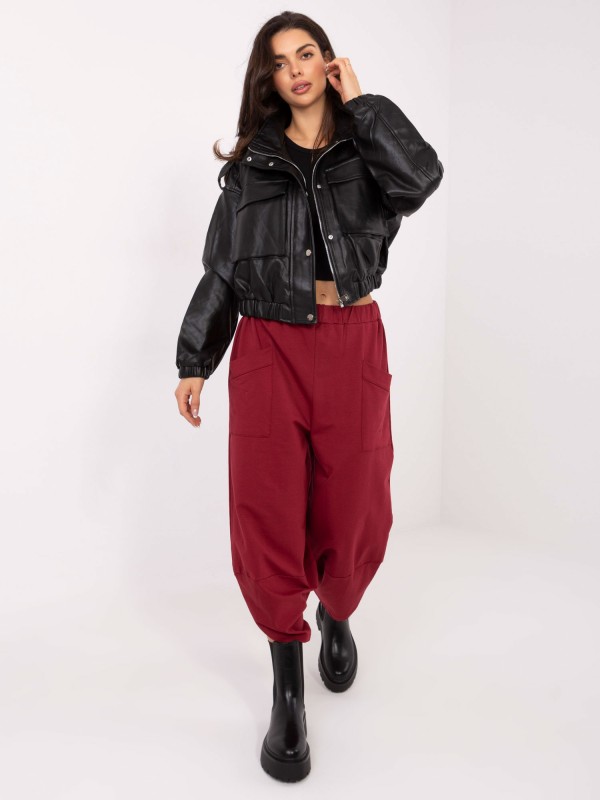 Sportinės kelnės-RV-DR-9719.86-bordo spalvos