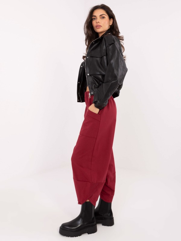 Sportinės kelnės-RV-DR-9719.86-bordo spalvos