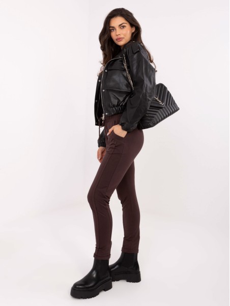 Sportinės kelnės-RV-DR-3589.05X-tamsiai rudos