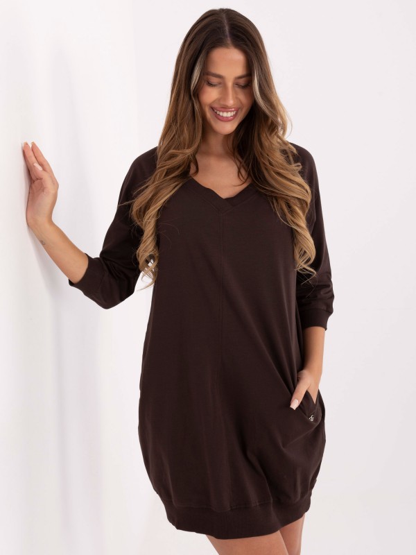 Suknelė-RV-SK-7203.35P-tamsiai ruda