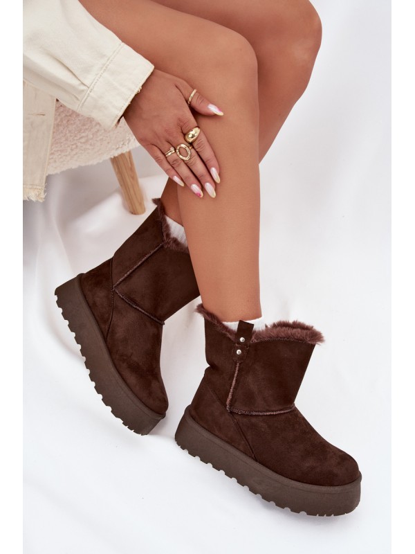 Women's Snow Boots On Platform With Fur Chocolate Evelira