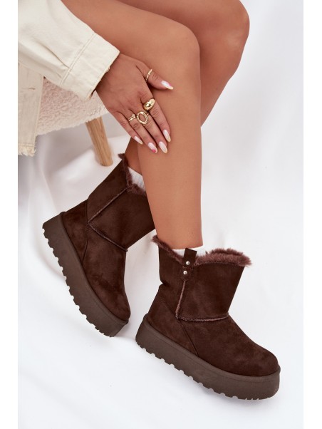 Women's Snow Boots On Platform With Fur Chocolate Evelira