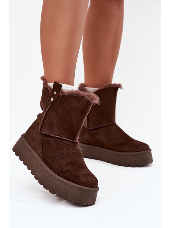 Women's Snow Boots On Platform With Fur Chocolate Evelira