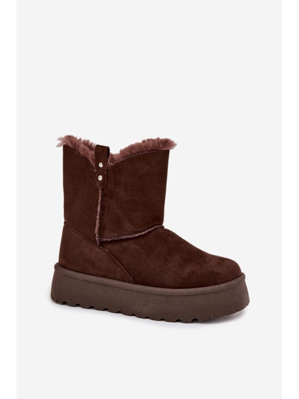 Women's Snow Boots On Platform With Fur Chocolate Evelira