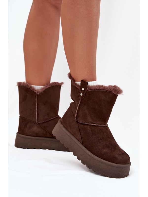 Women's Snow Boots On Platform With Fur Chocolate Evelira