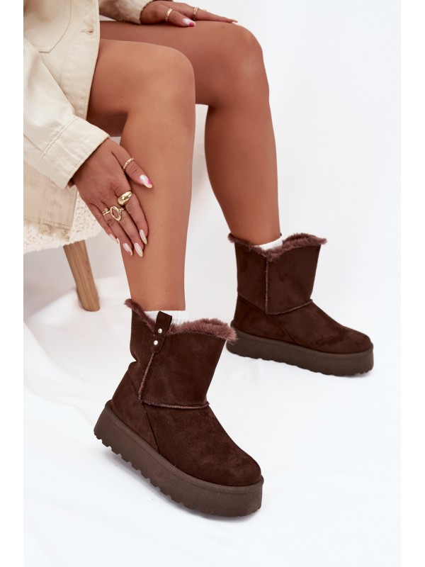 Women's Snow Boots On Platform With Fur Chocolate Evelira