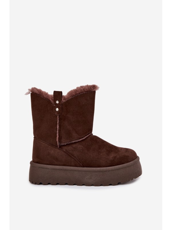 Women's Snow Boots On Platform With Fur Chocolate Evelira