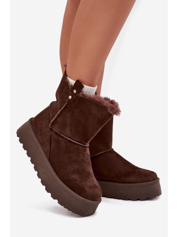 Women's Snow Boots On Platform With Fur Chocolate Evelira