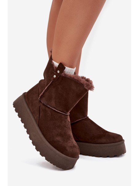 Women's Snow Boots On Platform With Fur Chocolate Evelira