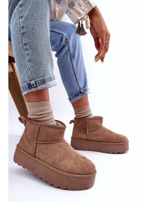 Suede Snow Boots On Platform Dark Beige Corcoran