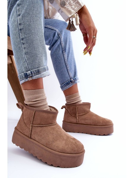 Suede Snow Boots On Platform Dark Beige Corcoran