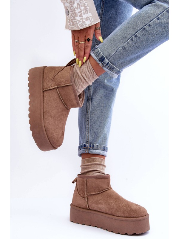 Suede Snow Boots On Platform Dark Beige Corcoran