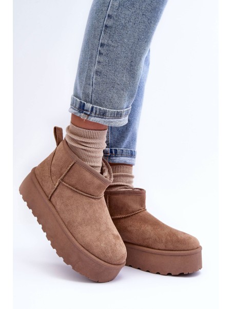 Suede Snow Boots On Platform Dark Beige Corcoran