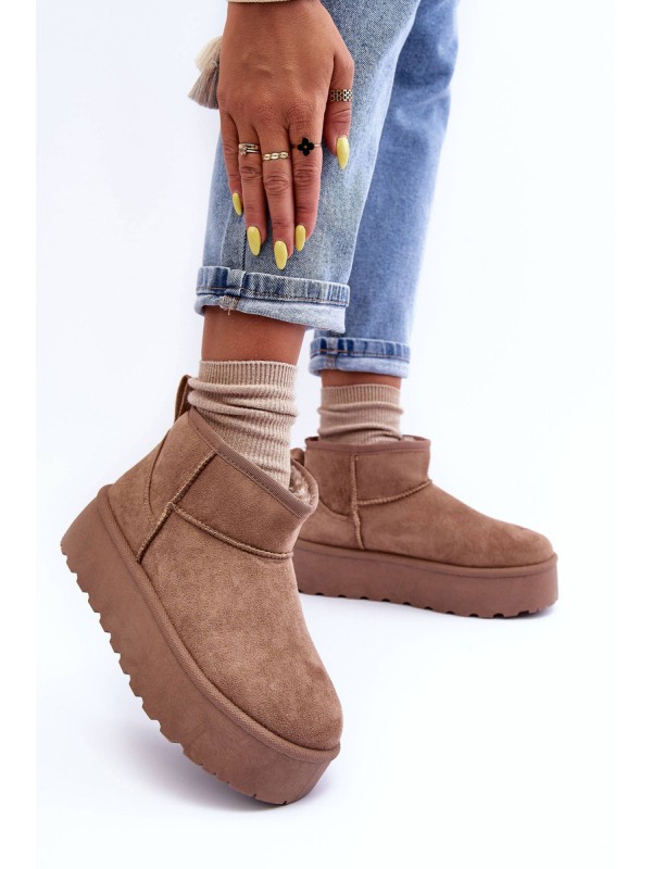 Suede Snow Boots On Platform Dark Beige Corcoran