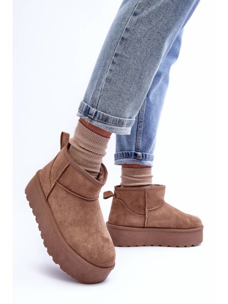 Suede Snow Boots On Platform Dark Beige Corcoran