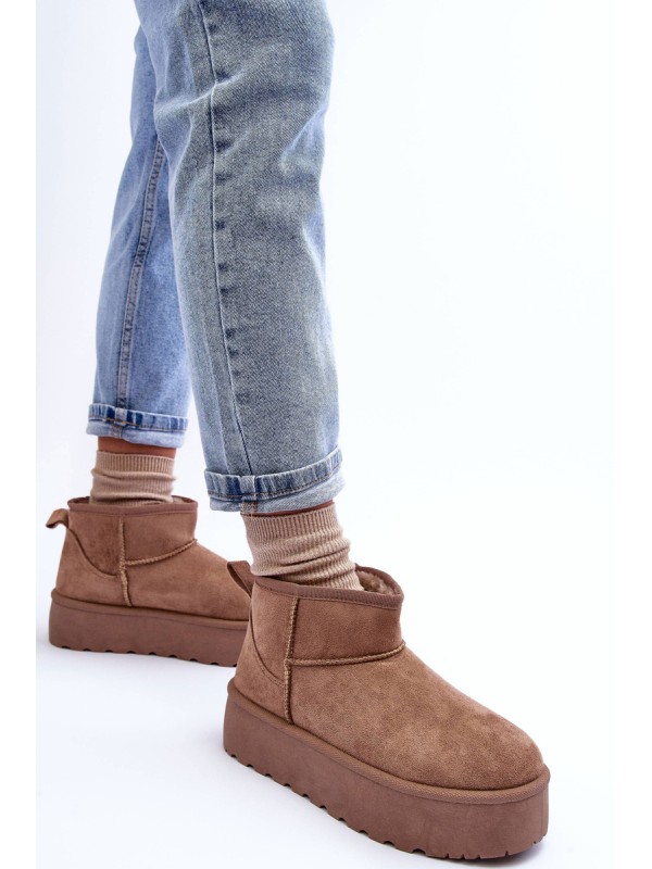 Suede Snow Boots On Platform Dark Beige Corcoran