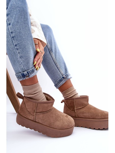 Suede Snow Boots On Platform Dark Beige Corcoran