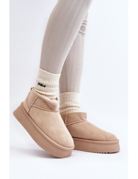 Moteriški sniego batai su storu padu smėlio spalvos