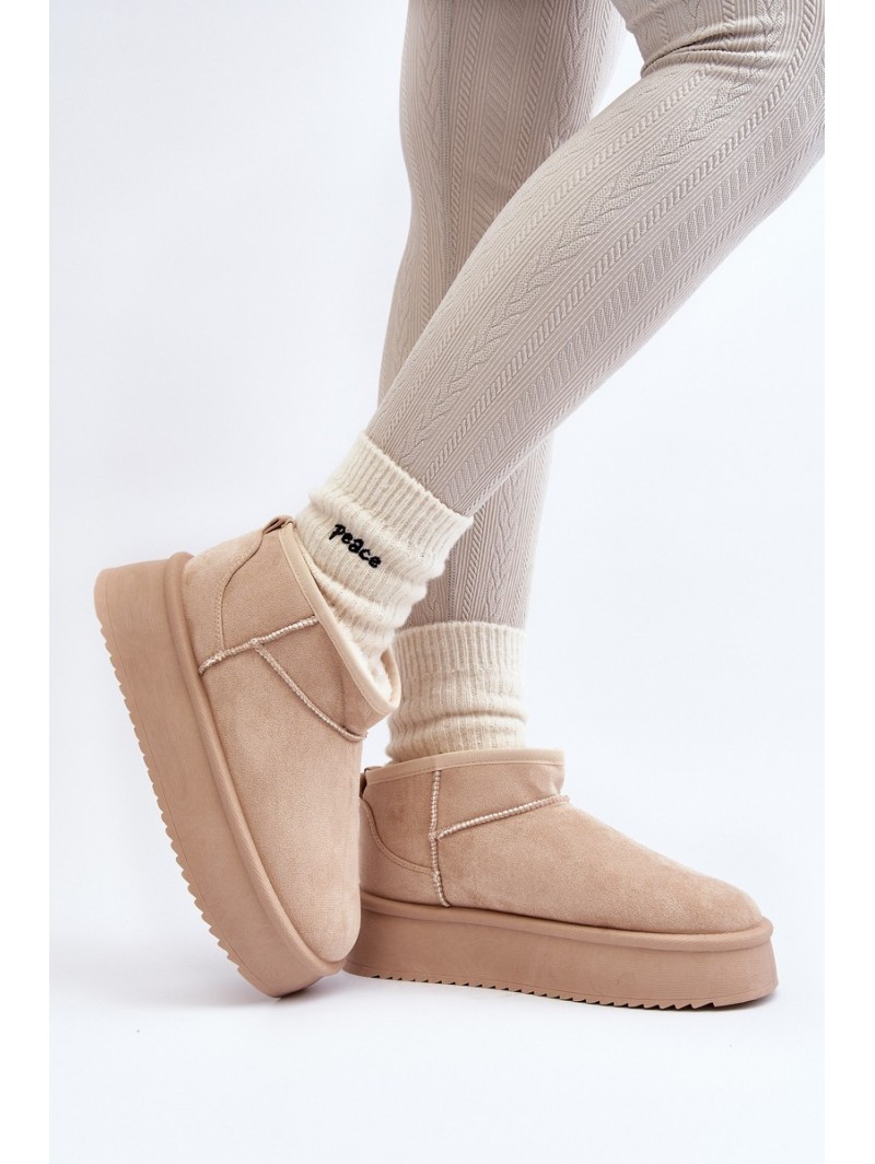 Moteriški sniego batai su storu padu smėlio spalvos